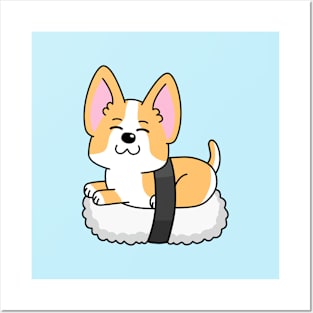 Cute Corgi Sushi Nigiri Posters and Art